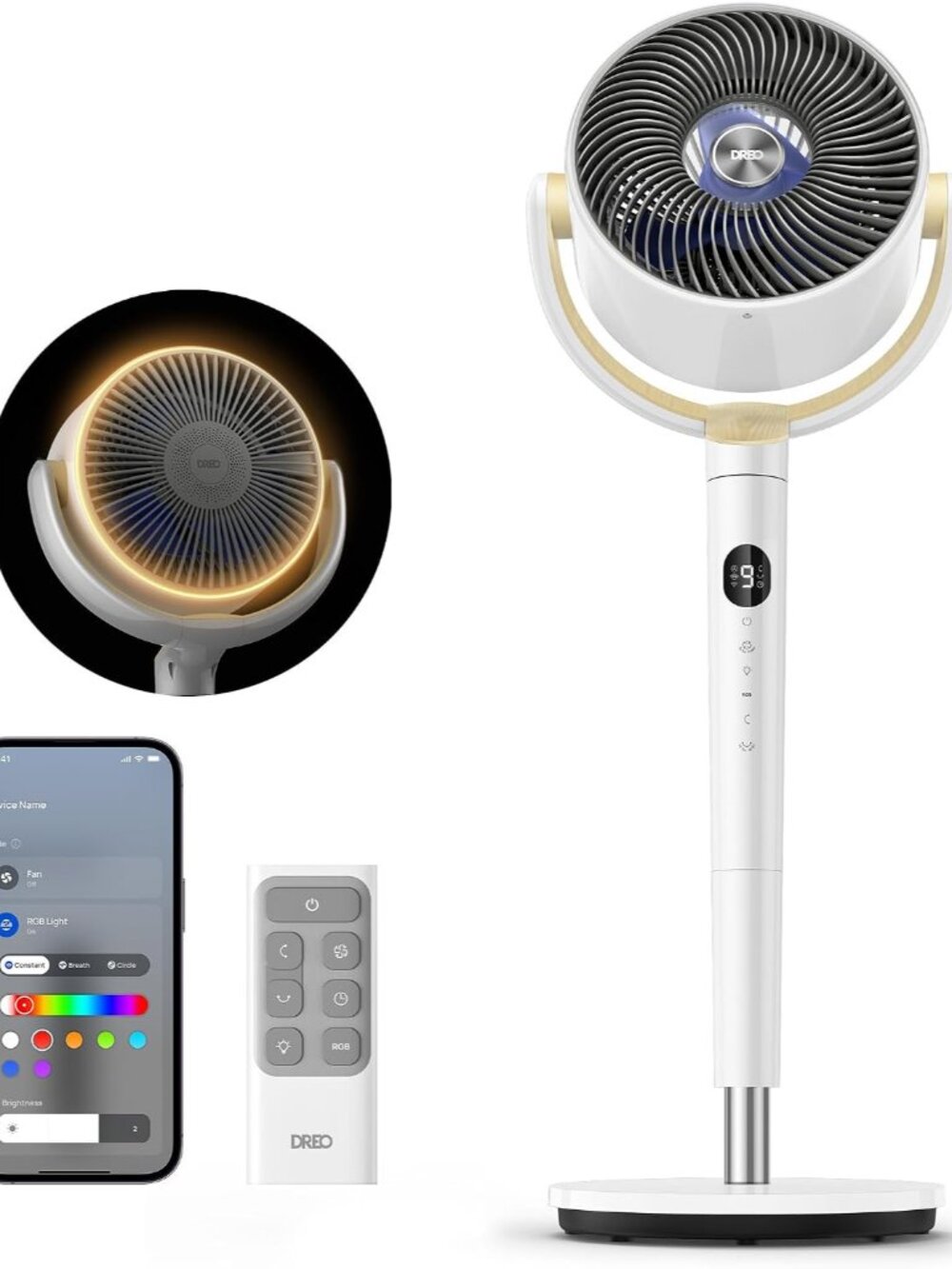 Smart Pedestal Fan for Bedroom, 120°+120° Omni-Directional Oscillating
